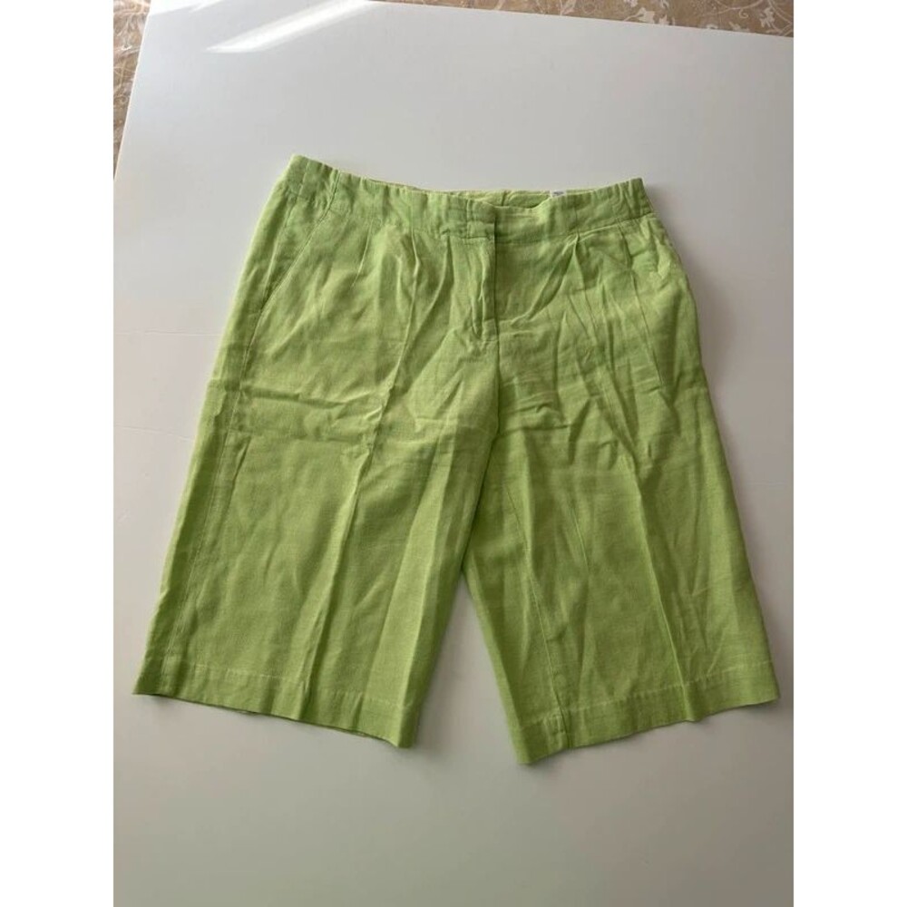 Like Green Y2K Bermuda Long Linen Blend Shorts